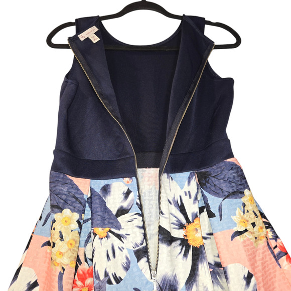 CB Est‎ 1962 Womens Size 4 Petite Floral Dress Navy Blue Stretch Sleeveless - Picture 7 of 16